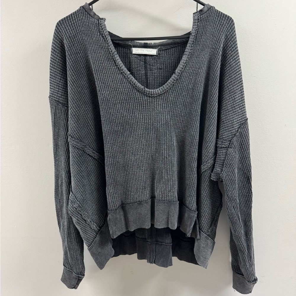 We The Free Charcoal V-Neck Sweater